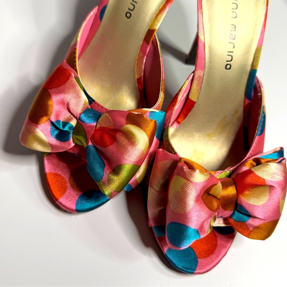 Ann Marino Pink Polka Dot Heel Slides